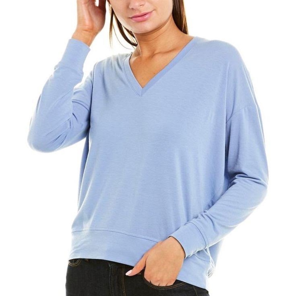 VINCE Baby Blue Dropped Shoulder Long Sleeve Top
